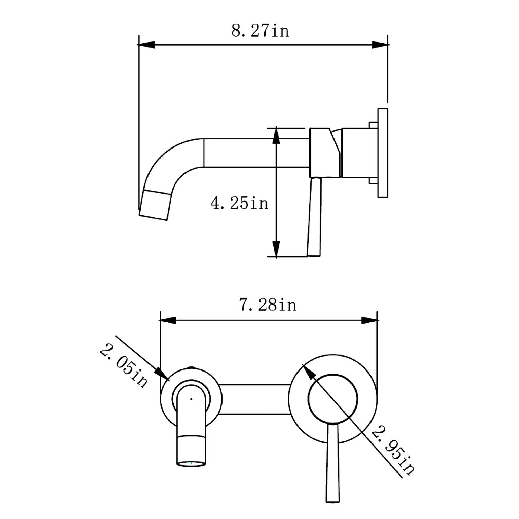 Single handle faucet size.