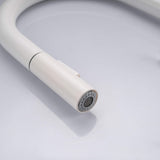 1-Hole Goose Neck Kitchen Faucet with Pull Down Sprayer White RB1180