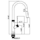 1-Hole Goose Neck Kitchen Faucet with Pull Down Sprayer White RB1180