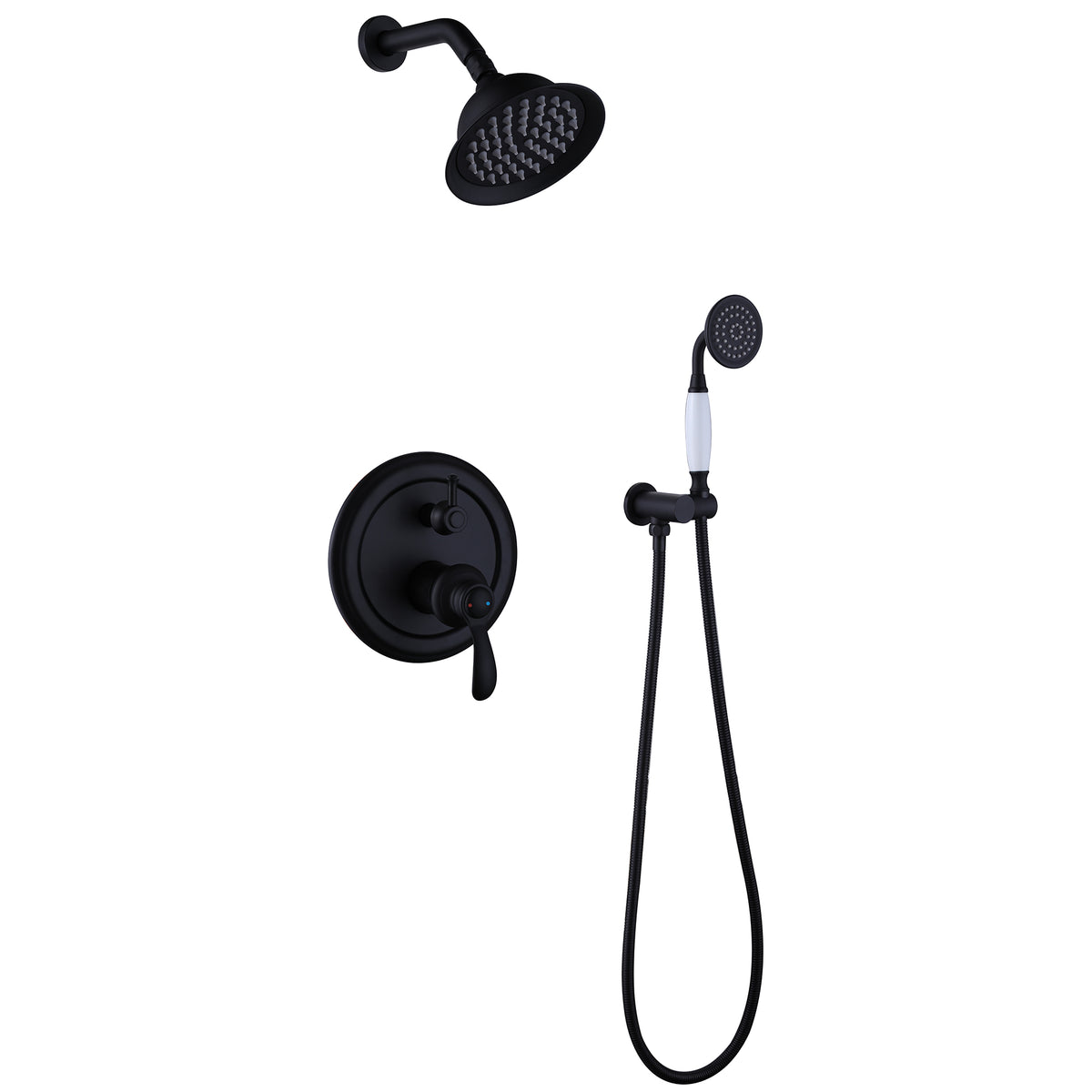 Wall-Mounted 2-Function Shower Faucet Set in Matte Black Finish