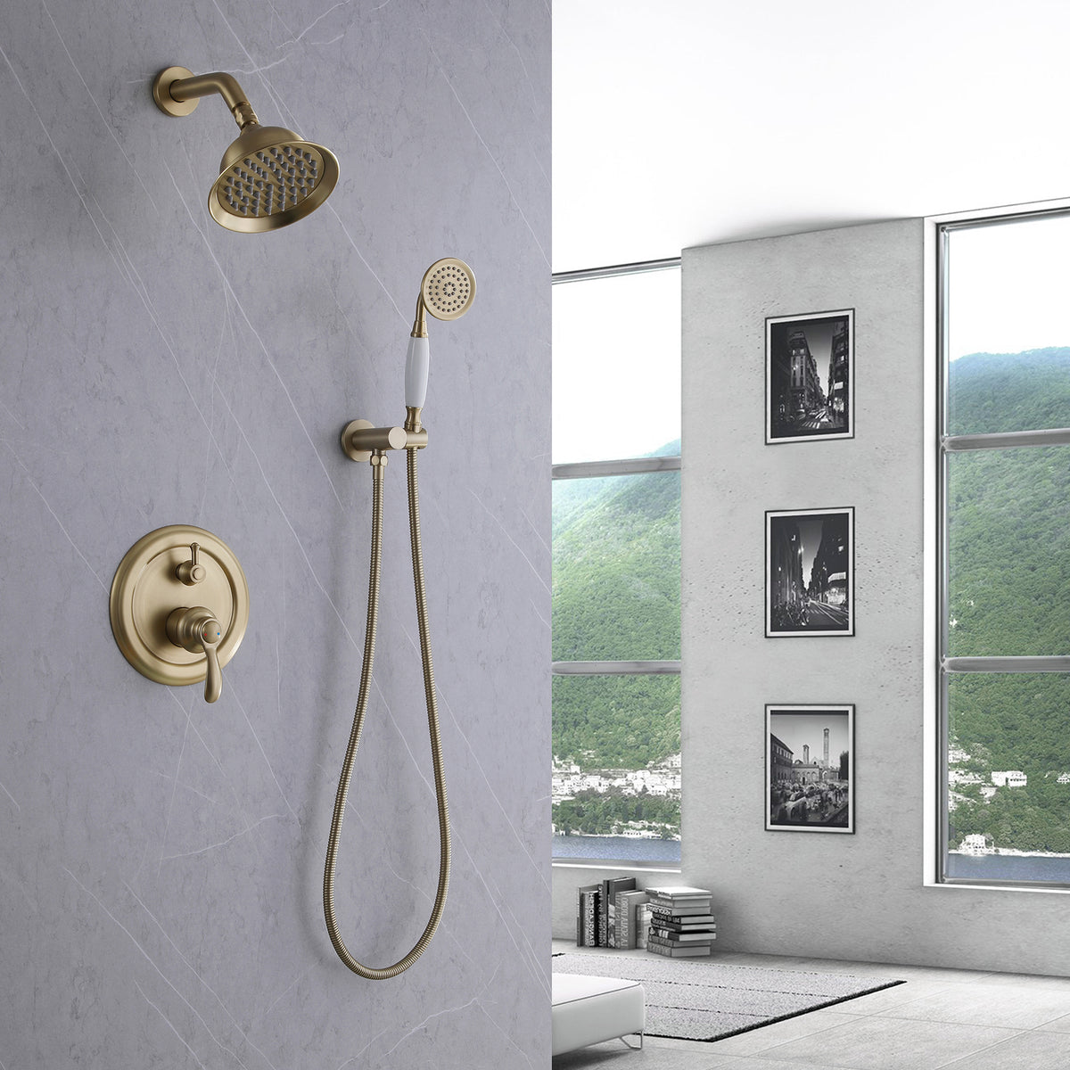 Complete Wall-Mounted Shower Faucet Set with Rough-In Valve