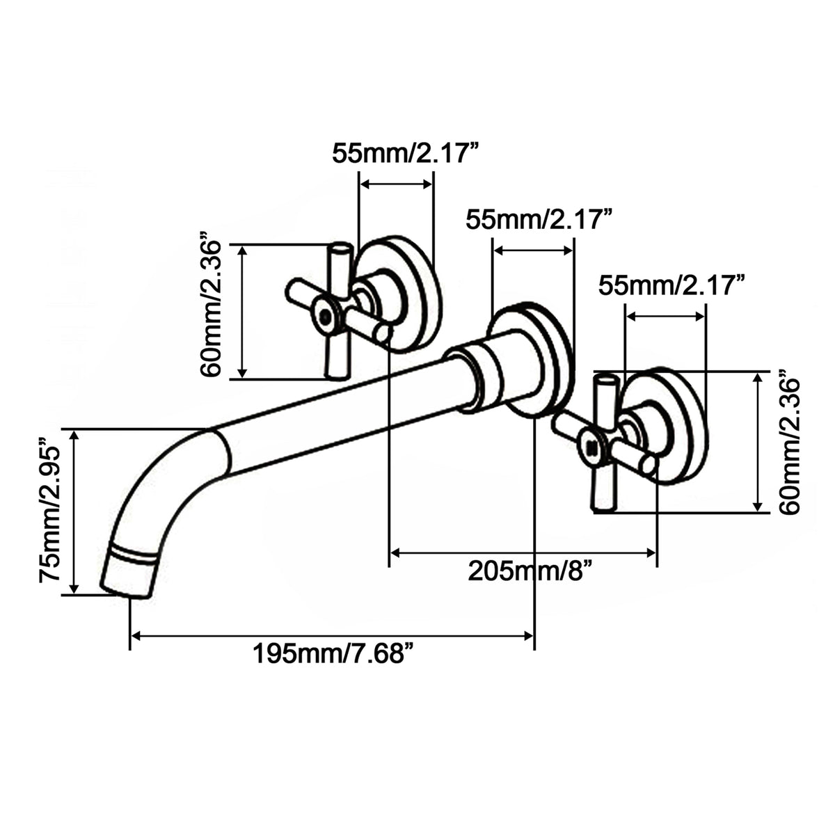 Wall-Mounted 8-Inch Basin Faucet with Cross Handles