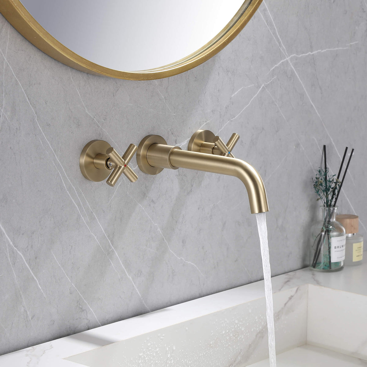 Wall-Mounted 8-Inch Basin Faucet with Cross Handles