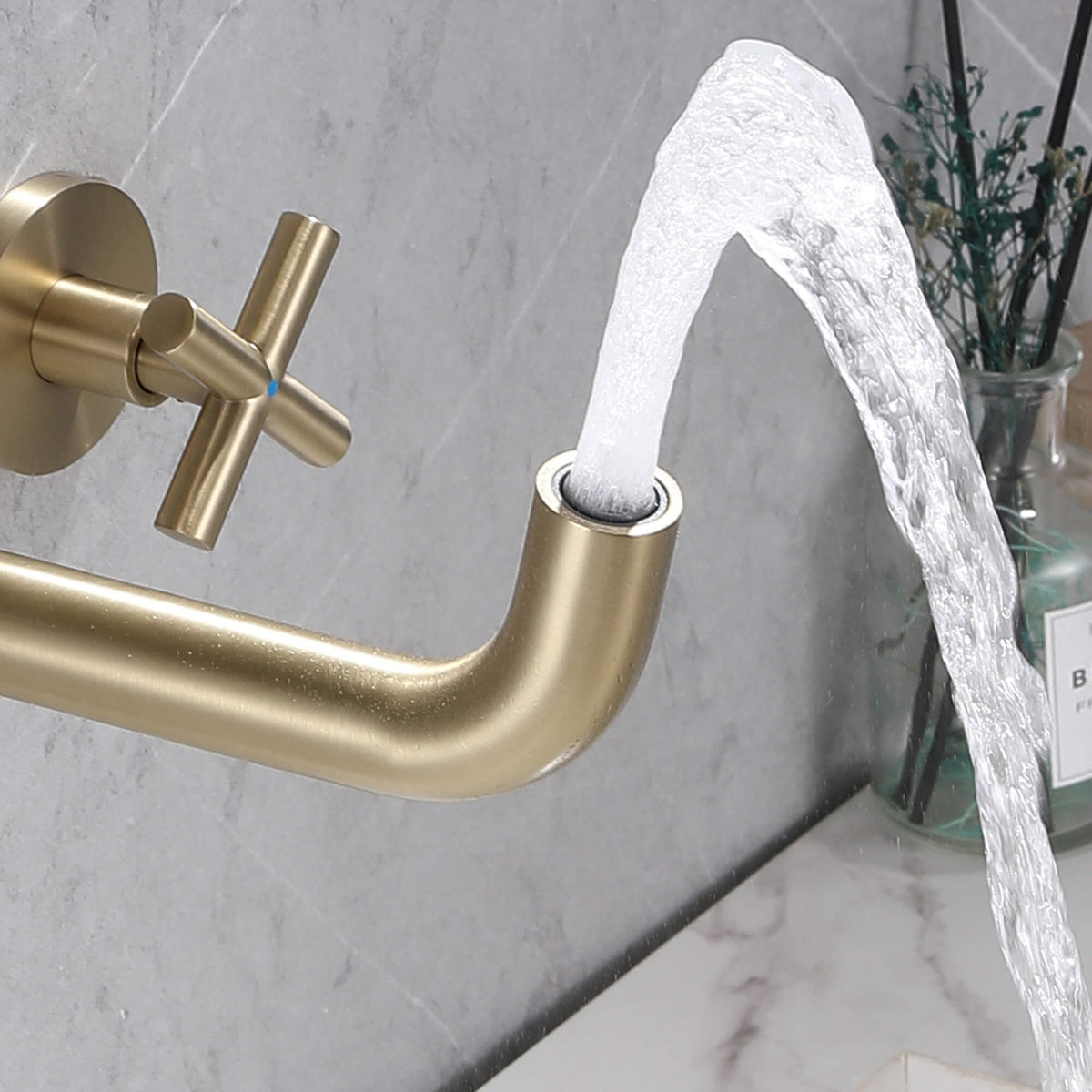 Wall-Mounted 8-Inch Basin Faucet with Cross Handles