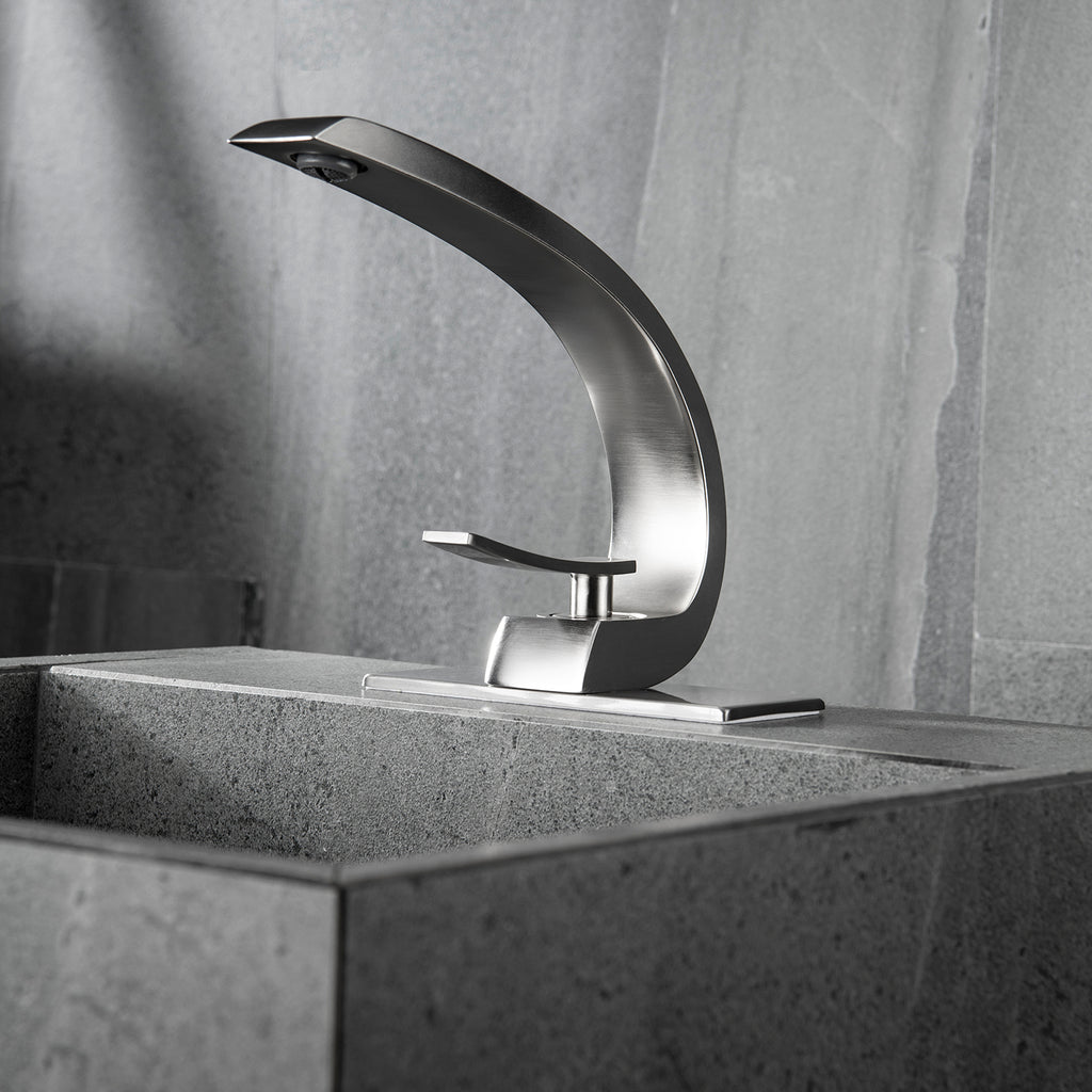 Deck Mounted Basin Single Handle Brushed Nickel Bathroom Faucet RB0726