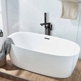 Floor-Mounted Tub Filler with Single Lever Control and Handheld Shower
