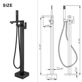 Floor-Mounted Tub Filler with Single Lever Control and Handheld Shower