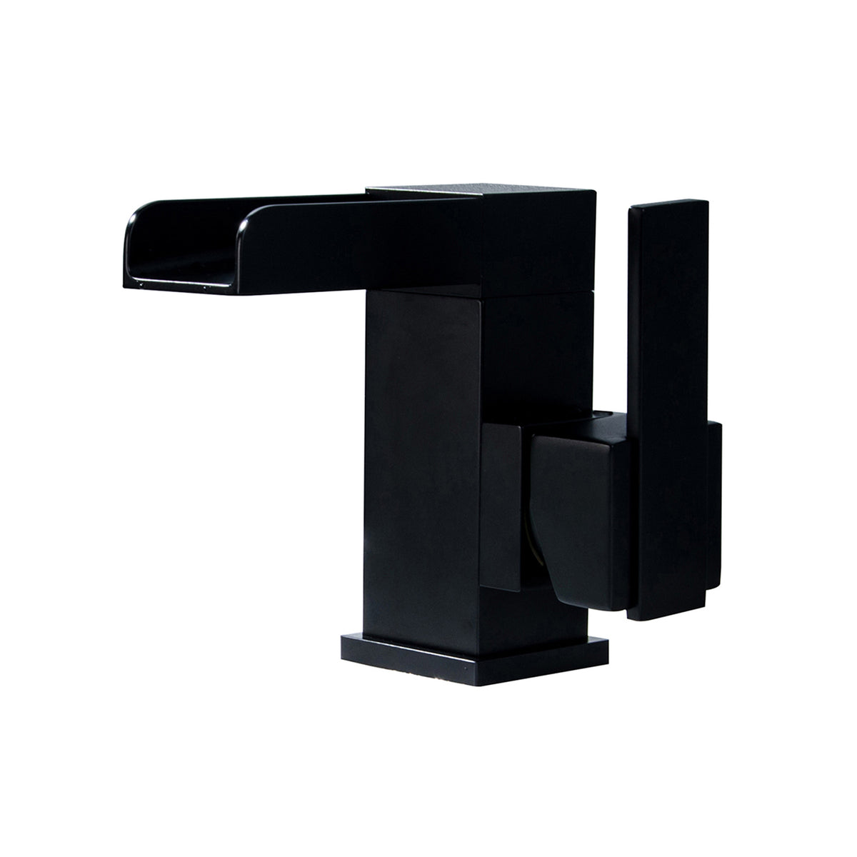 Matte Black Waterfall Bathroom Faucet with Side Handle