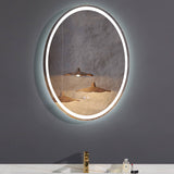 LED Bathroom Mirror Round Backlit Illuminated Mirror with Demister 3 Colors Adjustable Dimmable Bathroom Lighted Mirror