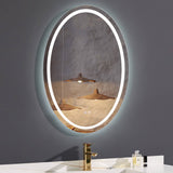 LED Bathroom Mirror Round Backlit Illuminated Mirror with Demister 3 Colors Adjustable Dimmable Bathroom Lighted Mirror