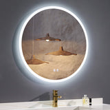 LED Bathroom Mirror Round Backlit Illuminated Mirror with Demister 3 Colors Adjustable Dimmable Bathroom Lighted Mirror