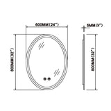 LED Bathroom Mirror Round Backlit Illuminated Mirror with Demister 3 Colors Adjustable Dimmable Bathroom Lighted Mirror