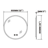 LED Bathroom Mirror Round Backlit Illuminated Mirror with Demister 3 Colors Adjustable Dimmable Bathroom Lighted Mirror